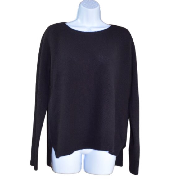 Vince Wool Sweater Black Scoop Neck High-Low Pullover Size Small - Picture 1 of 11